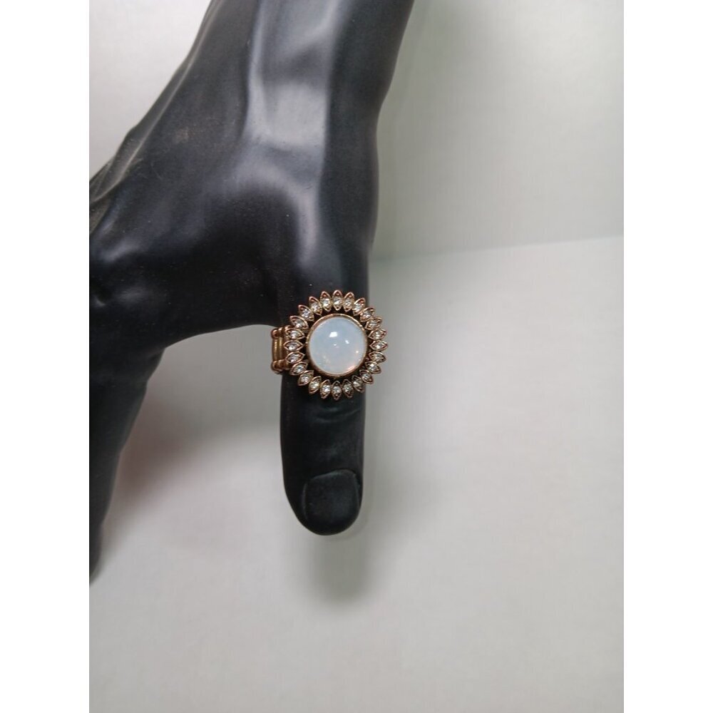 Vintage Stretch Ring Adjustable Metal Big Opal And Gemstones Ring - Picture 1 of 4